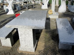 Tischgruppe Granit grau, Sitzgruppe, Sitzgarnitur, Tischset, Tisch mit zwei Bänken