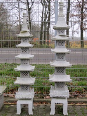 Steinpagode, Pagode, Steinleuchte, Steinlaterne, Fünf Tränen Turm, Granit grau 150cm